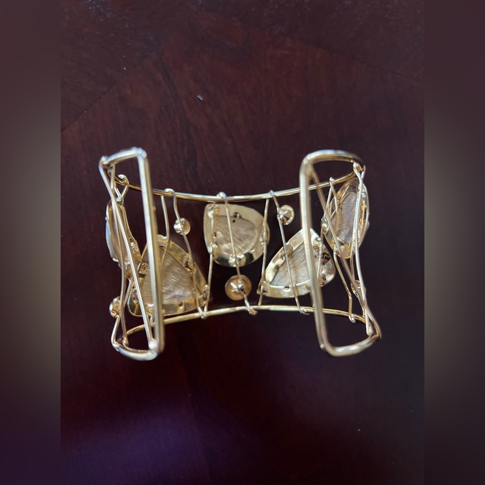 Bracelet Cuff Golden with Rhinestones One Size - Picture 7 of 12